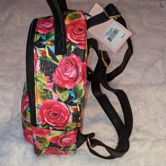 Nwt Juicy Couture Black Multi Rose Juicy Billboard SM Backpack - Picture 13 of 16
